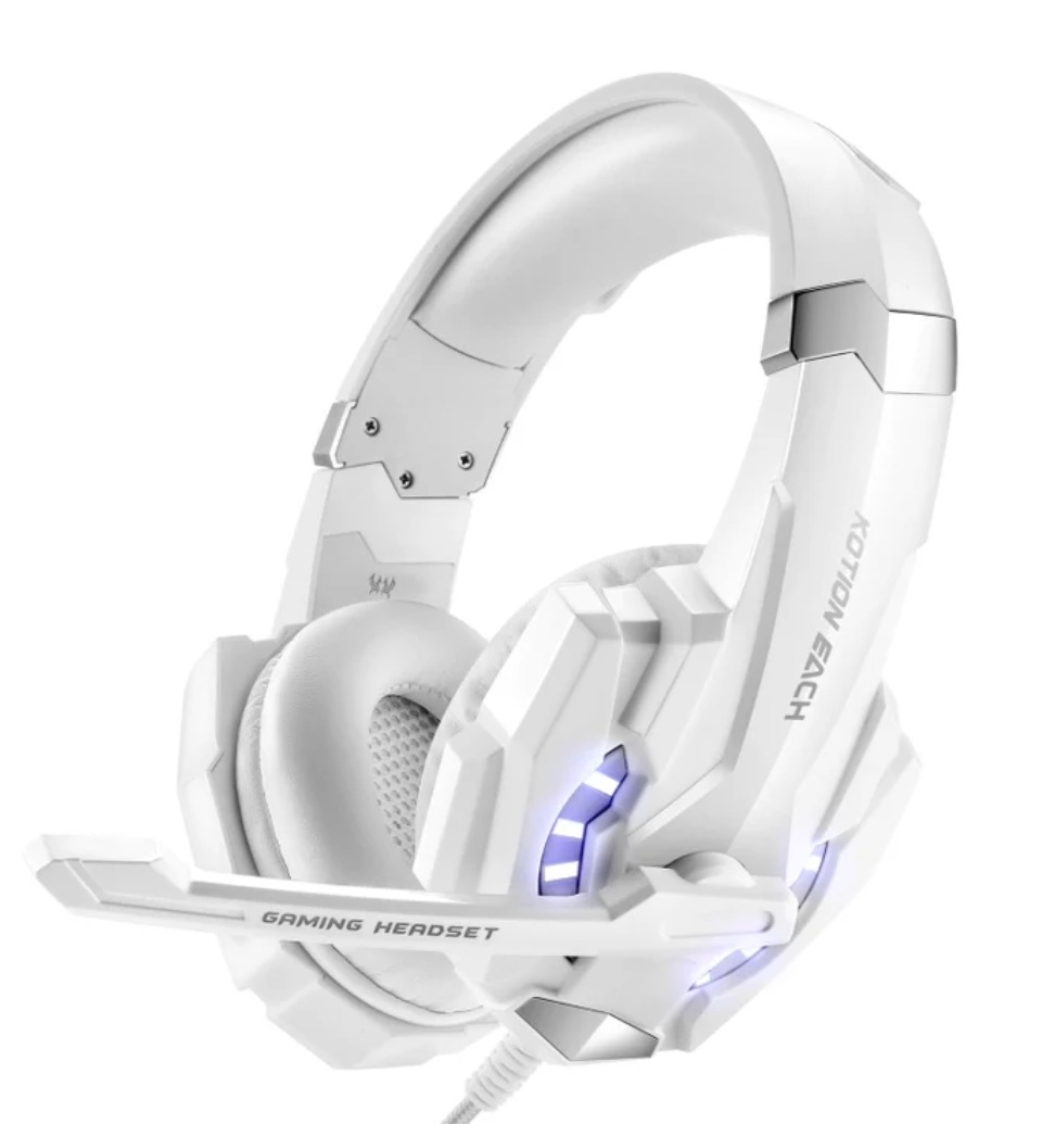 KOTION EACH G9000 3.5mm Gaming Headset with Microphone LED Light,Cable Length: About 2.2m(White)
